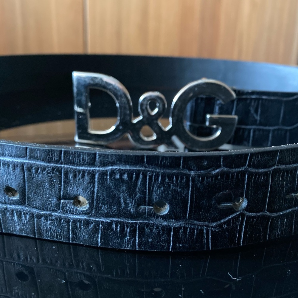 D&G Y2K Crocodile Stamped leather belt from early 2000’s